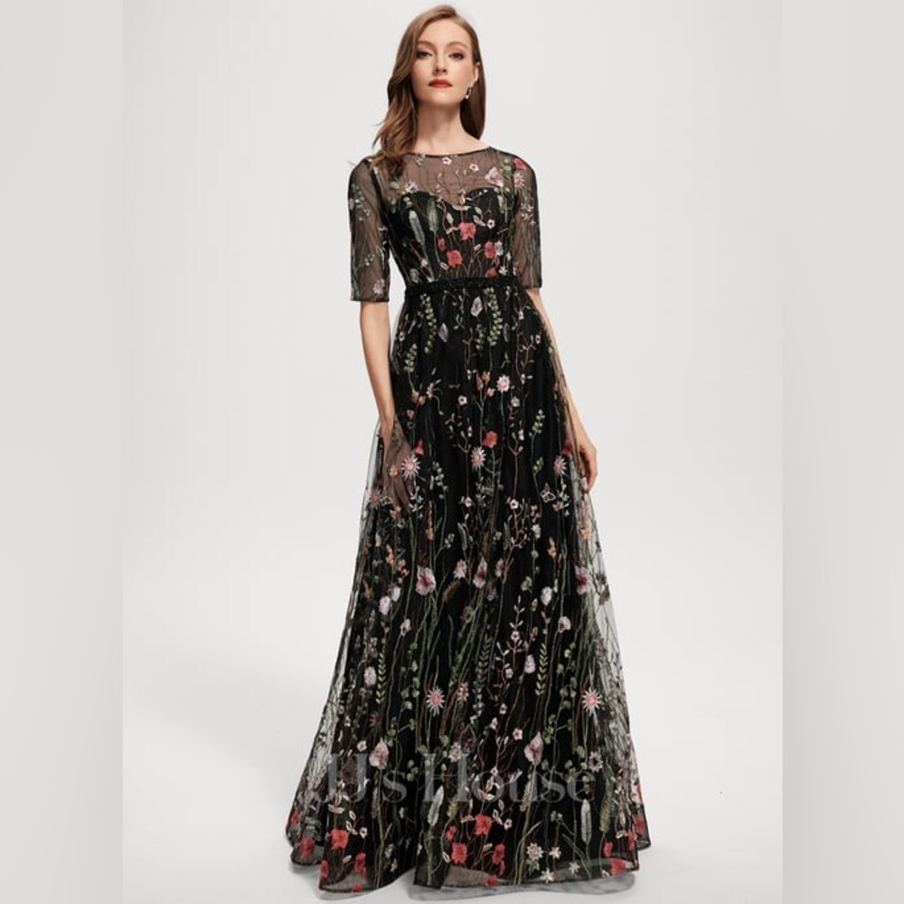 Embroidered Formal Gown